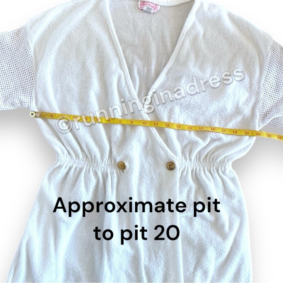 Vintage 80’s  Nautical Terrycloth Wrap Swim Cover Up Robe In White - Picture 12 of 16